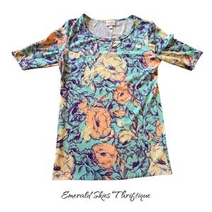 Lularoe Gigi Teal/Mint Background W Feminine Florals size small free shipping